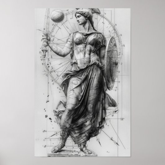 Goddess Athena Art Poster - Mythologische Dekorati (Vorne)