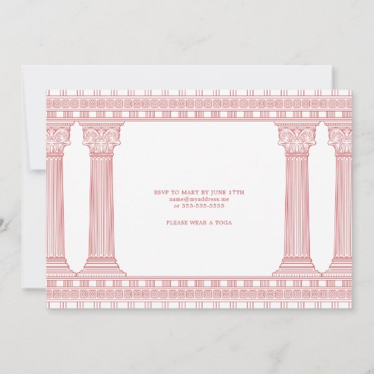 Goddess Birthday Party mit rosa Tempel Einladung (Rückseite)