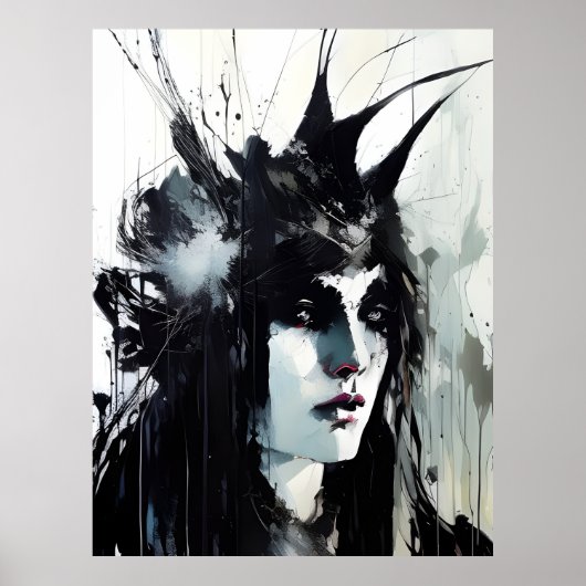 Goddess Black Ink Painting Poster (Vorne)