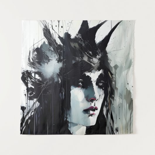Goddess Black Ink Painting Wandteppich (Vorderseite)
