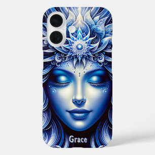 Goddess Celestial Blue Head Januar - iPhone 16 Hülle