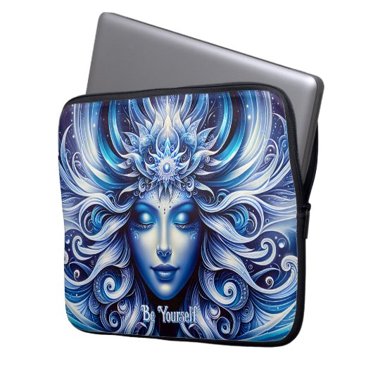 Goddess Celestial Blue Head Januar - Laptopschutzhülle (Vorderseite Links)