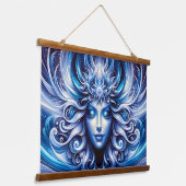 Goddess Celestial Blue Head Januar - Wandteppich Mit Holzrahmen (Gewinkelt)