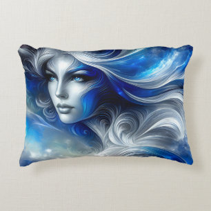 Goddess Celestial White Blue Head Februar - Dekokissen