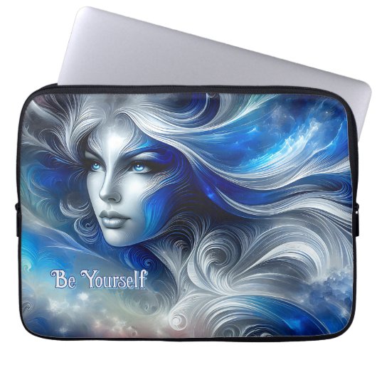 Goddess Celestial White Blue Head Februar - Laptopschutzhülle (Vorderseite)