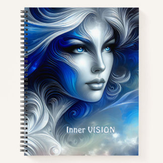 Goddess Celestial White Blue Head Februar - Notizblock
