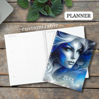 Goddess Celestial White Blue Head Februar - ( Planer