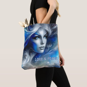 Goddess Celestial White Blue Head Februar - Tasche