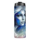 Goddess Celestial White Blue Head Februar - Thermosbecher (Vorderseite)
