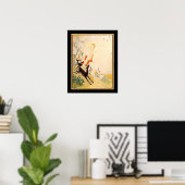 "Goddess Diana Running with Deer" Art Deco Poster (Heimbüro)