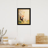 "Goddess Diana Running with Deer" Art Deco Poster (Küche)