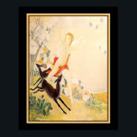 "Goddess Diana Running with Deer" Art Deco Poster<br><div class="desc">Schönes Beispiel für Art Déco in den 1930er Jahren - Die Göttin Diana läuft mit zwei Hirschen aus dem Wald in ein Feld. Die Farben blassgoldfarben und grün kontrastieren mit dem Jet-Schwarz-Hirsch und Lavendel-Blume, die vom Himmel fallen, sind lebendig und das Gemälde ist voller Leben. Das Originalgemälde stammt aus Spanien...</div>