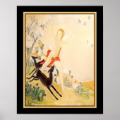 "Goddess Diana Running with Deer" Art Deco Poster (Vorne)