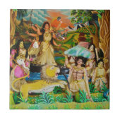 Goddess Durga beim Durga Festival in Burdwan Fliese (Vorderseite)