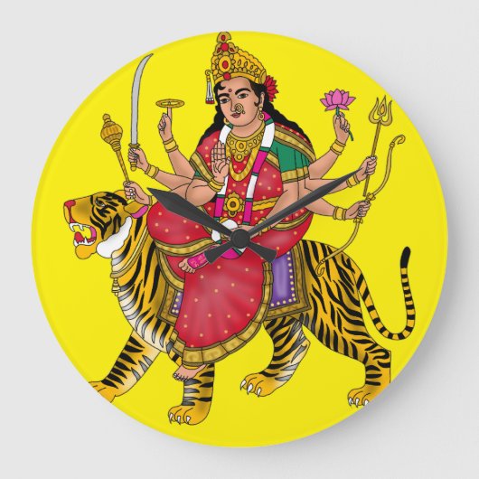 Goddess Durga Clock Große Wanduhr (Vorderseite)