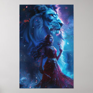 Goddess Durga Illustration Poster - Göttliche Hind