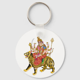 Goddess Durga Round Schlüsselanhänger | Hindu Maa