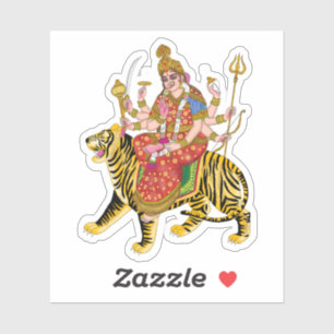 Goddess Durga Square Stickers   Hindu Maa Durga Aufkleber