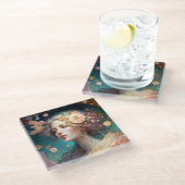 Goddess Fantasy Art Glass Untersetzer (Schrägansicht)