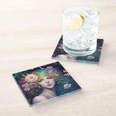 Goddess Fantasy Art Glass Untersetzer (Schrägansicht)