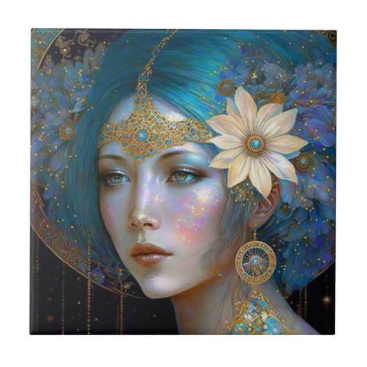 Goddess Fantasy Art Keramik Tile Fliese (Vorderseite)