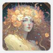 Goddess Fantasy Art Square Sticker (Vorderseite)