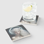 Goddess Fantasy Moon Goddess Crescent Moon Steinuntersetzer (Seitenansicht)