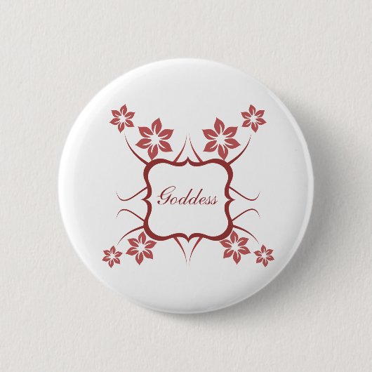 Goddess Floral Button, Brick Red Button (Vorderseite)