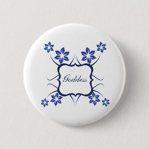 Goddess Floral Button, lebhaftes Blau Button