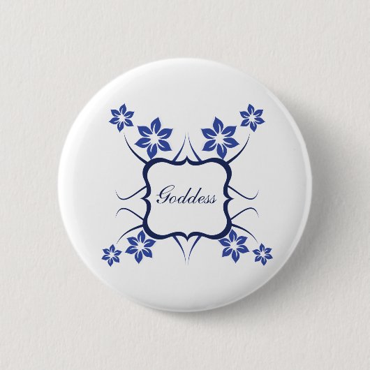 Goddess Floral Button, lebhaftes Blau Button (Vorderseite)