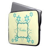 Goddess Floral Electronics Bag, Aquamarin Laptopschutzhülle (Vorderseite Links)