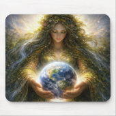 Goddess Gaia Gently Holding Planet Earth Mousepad (Vorne)
