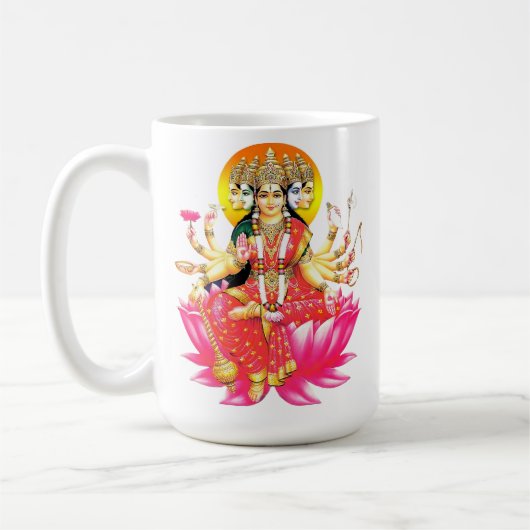 Goddess Gayatri Devi über Lotus Hindu Deity Kaffeetasse (Links)