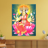 Goddess Gayatri Devi über Lotus Hindu Deity Leinwanddruck (Insitu (Wohnzimmer))