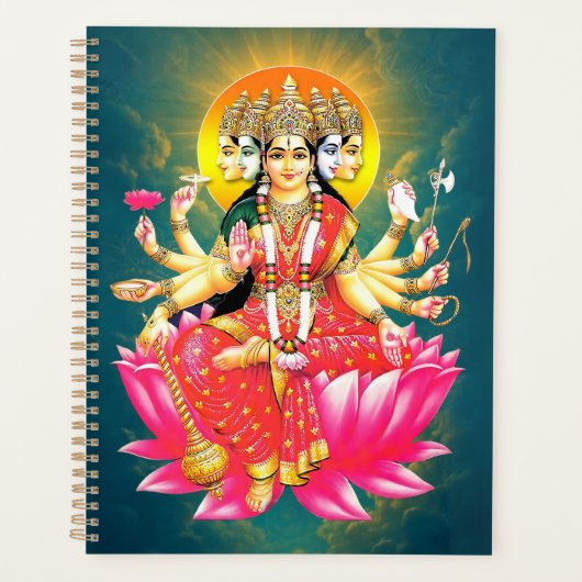 Goddess Gayatri Devi über Lotus Hindu Deity Planer (Vorderseite)