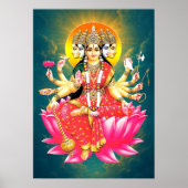 Goddess Gayatri Devi über Lotus Hindu Deity Poster (Vorne)