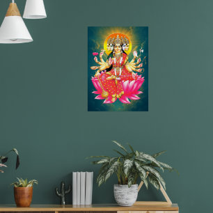 Goddess Gayatri Devi über Lotus Hindu Deity Poster