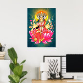 Goddess Gayatri Devi über Lotus Hindu Deity Poster (Heimbüro)
