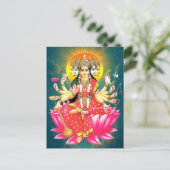 Goddess Gayatri Devi über Lotus Hindu Deity Postkarte (Stehend Vorderseite)