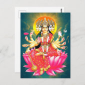 Goddess Gayatri Devi über Lotus Hindu Deity Postkarte (Vorne/Hinten)