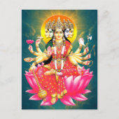 Goddess Gayatri Devi über Lotus Hindu Deity Postkarte (Vorderseite)