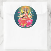 Goddess Gayatri Devi über Lotus Hindu Deity Runder Aufkleber (Tasche)