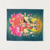 Goddess Gayatri Devi über Lotus Hindu Deity Wandteppich (Vorderseite (Horizontal))