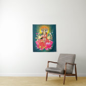 Goddess Gayatri Devi über Lotus Hindu Deity Wandteppich (Beispiel)