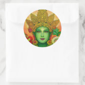 Goddess Green Taras Gesicht Runder Aufkleber (Tasche)