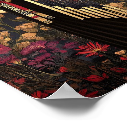 Goddess Hathor: Ägyptische Blumenmoon Art Poster (Ecke)