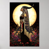 Goddess Hathor: Ägyptische Blumenmoon Art Poster (Vorne)