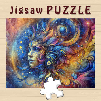 Goddess Head blue Feather in Hair August - Puzzle