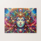 Goddess Head farbenfrohe Haare geschlossen Augen M Puzzle (Horizontal)
