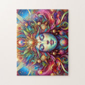 Goddess Head farbenfrohe Haare geschlossen Augen M Puzzle (Vertikal)